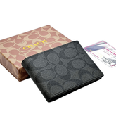 Designer Coach Premium Leather Bifold Men Wallet Textured Black